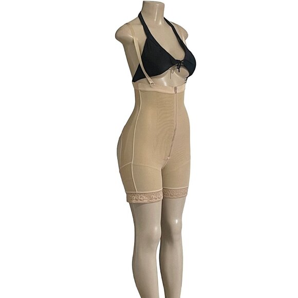 Mid-Thigh Post-Surgical Compression Body Shaper Detachable Straps Zipper Crotch - Picture 5 of 9